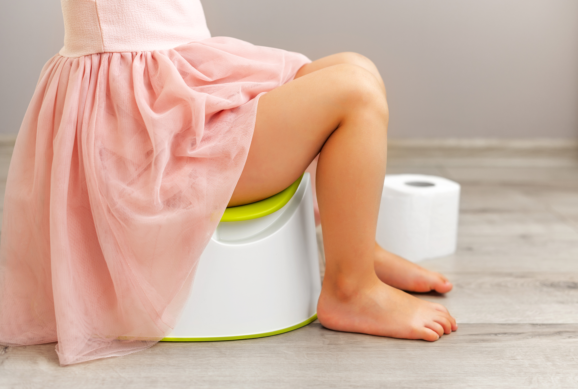 a child sits on a toliet training potty