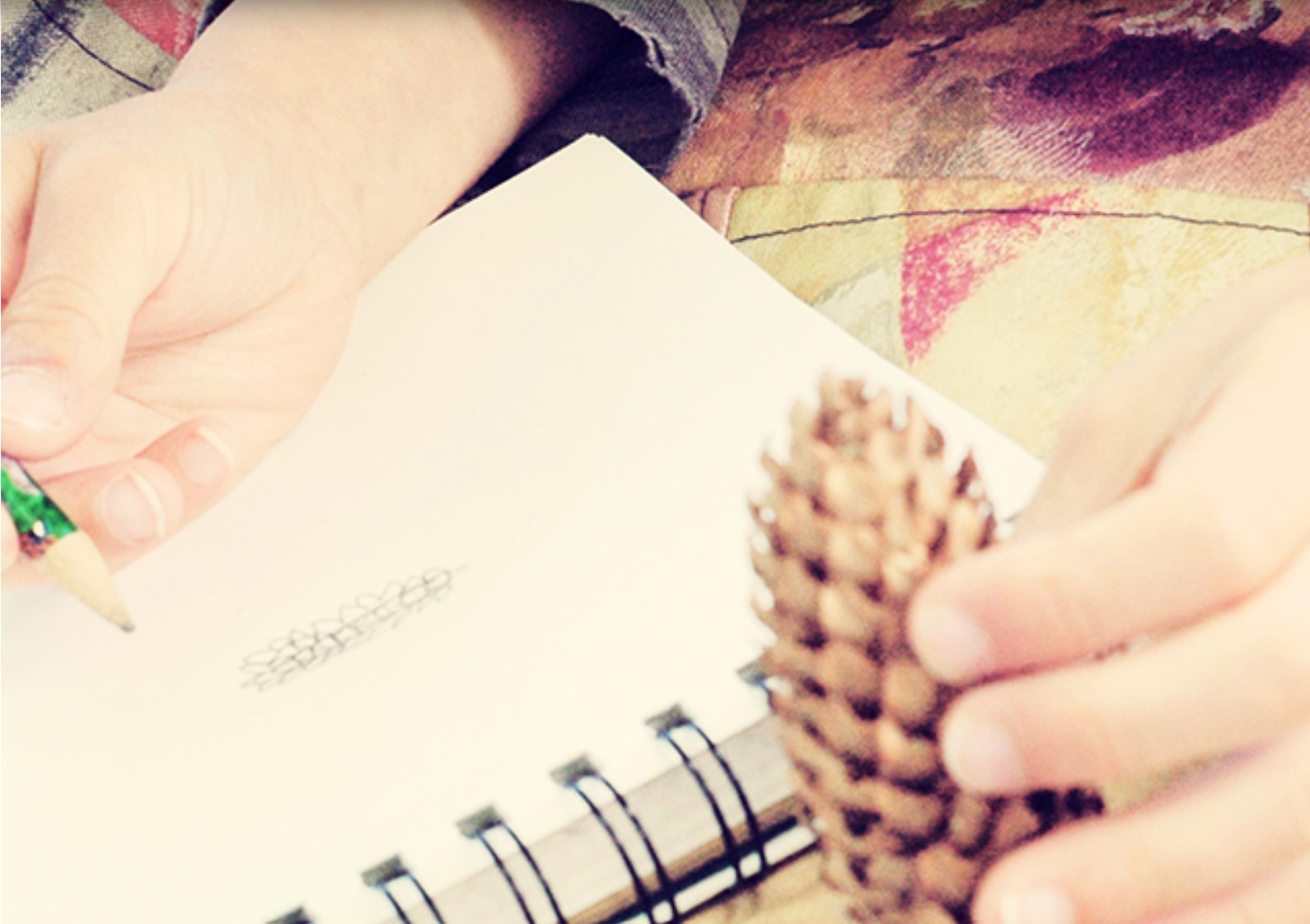 Winter Activity for Kids: Child Drawing Pinecone