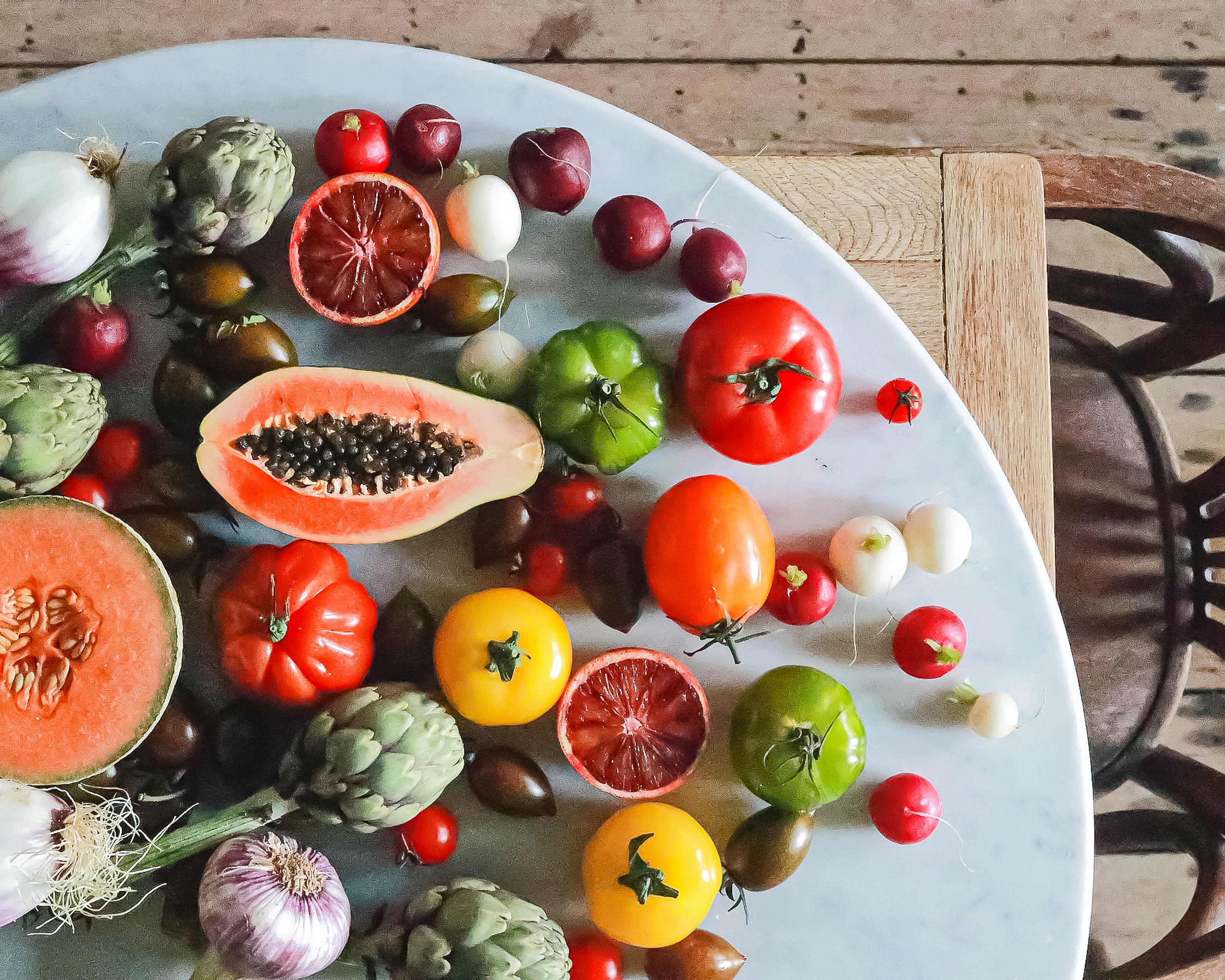 fruits and vegetables on a table