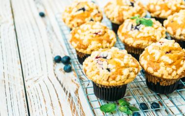 Foods That Help With Lactation...the Lactation Muffin!: blueberry muffins cooling on a rack