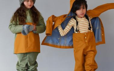 girl and boy wearing Faire Child anorak