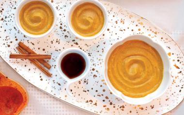 bowls of squash pudding on a platter