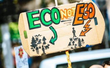 Sustainability in the Fashion Industry: Protest sign that says "Eco not Ego"