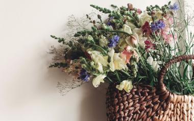 A basket filled with wild flowers