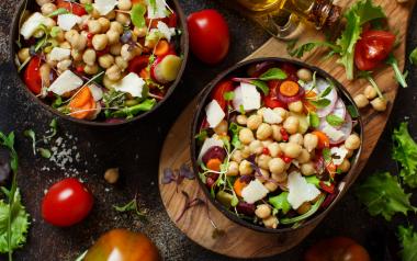 chickpea salad on a table