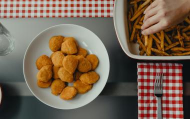 nuggets and fries on a table