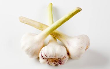 three garlic bulbs