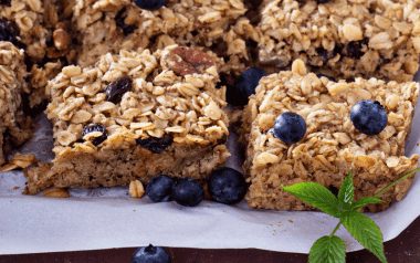 oatmeal bars with blueberries on top