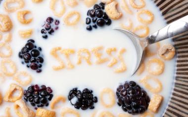 breakfast cereal with stress spelled out