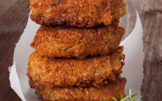 stack of 4 falafel burgers