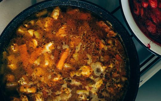 vegetable soup in a pot 