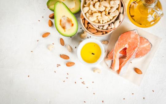 salmon, avocado, oils and nuts