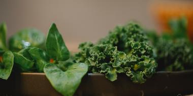 greens on a chopping board